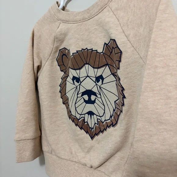 Cat & Jack Tan Bear Graphic Sweatshirt Boys 3T - Picture 2 of 5